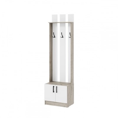 мс для прихожей Вега ВШ-2 Дуб крафт серый / Белый   (ТИ) 6367