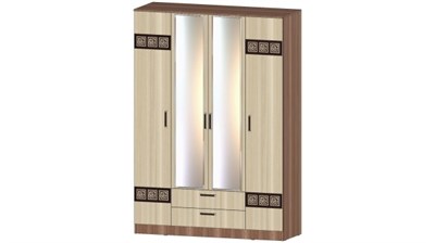 Шкаф 4-х створчатый Коста-Рика Ясень Шимо комбинированный  ( в наличии)  (ТИ) 6379