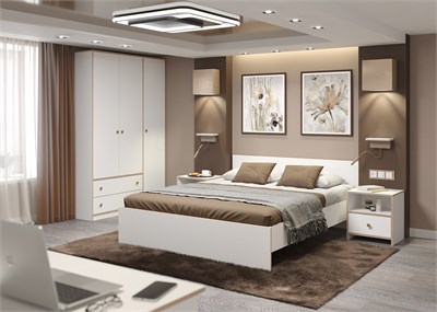 Спальный гарнитур Дакота  (белый/кромка дуб сонома/ДВПО белый)  (Э) 6387