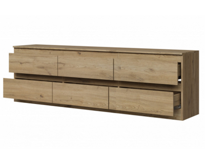 Тумба ТВ 6 ящиков 1800 Твист- ( дуб вотан) (Дуб вотан/Базальт) (Белый)  (Р-Л) 6394