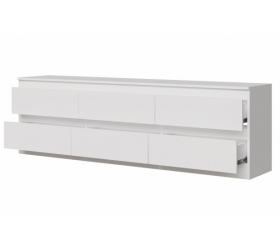 Тумба ТВ 6 ящиков 2000 Твист - (белый) ( Дуб вотан) (Дуб вотан/Базальт)  (Р-Л) 6395