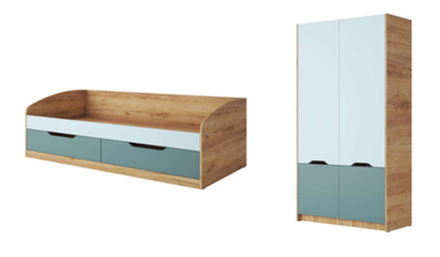 Комплект-4 RICH (КР-002+ШК-002) Дуб Крафт золотой / Кенди U9114 (УД) / Сумеречный голубой  (ТИ) 6398