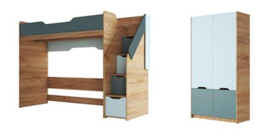 Комплект-5 RICH (КР-001+ШК-002) Дуб Крафт золотой / Кенди U9114 (УД) / Сумеречный голубой  (ТИ) 6399