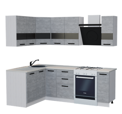 Кухня SOFT grey 1,4 х 2,3м (Без столешницы, мойки, сушки)  (Р-Л) 6432