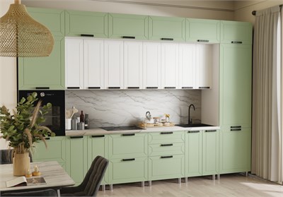 Модульная кухня - Лилия Фисташка / Молочный  (МБ) 6470