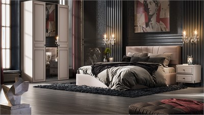 Спальня «Пандора» Кашемир, Кашемир сатин -  Серый графит, Графит матовый  (Т-Я) 6504