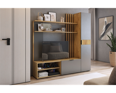 Гостиная Бери К1 дуб крафт золотой / графит ( в наличии ) 6510