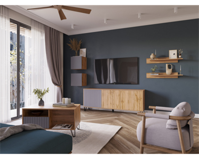 Модульная гостиная Ливерпуль дуб вотан / графит софт - белый / бетон темный (Х) 6539