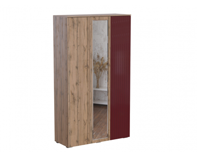 Шкаф трехстворчатый Ливерпуль дуб вотан / бордо  (Х) 6540