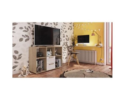 Тумба многофункциональная КМ-04 Сенди дуб сонома / белый  (МФ) (А) (Н) 6549