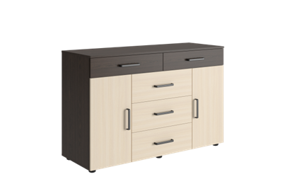 Вега К-03 Комод 5 ящ.+2 ств. Венге / Дуб молочный   (МТ) 6552