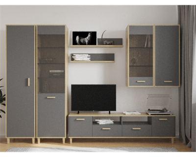 Модульная гостиная Брейк дуб бунратти / базальт  -  дуб бунратти/белый  ( В НАЛИЧИИ)  (РЛ) 6563