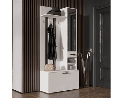 Вешалка с зеркалом Ника ВЗ 910 белый гладкий   (Э) 6565