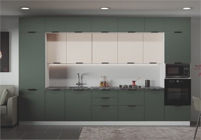 Модульная кухня Магнолия Изумруд / Крем   (МБ) 6606