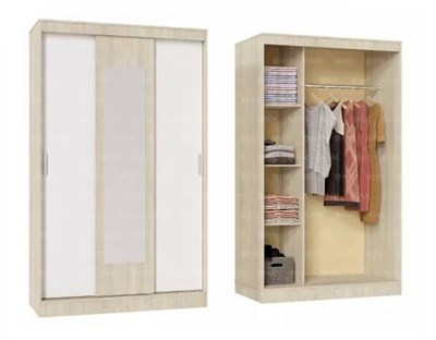 БАРИ Шкаф-купе с зеркалом (1300) Дуб Сонома/Белый  (Э) 6616