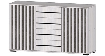 Марракеш Комод 2 створки 4 ящика Анкор светлый / Цемент темный   (МТ) 6632