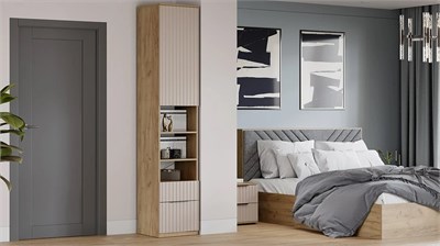 Шкаф комбинированный с 1 дверью (2 ящика) «Хилтон» Исп.2 - 404.004.000 Дуб Крафт золотой, Мокко матовый  (Т-Я) 6636