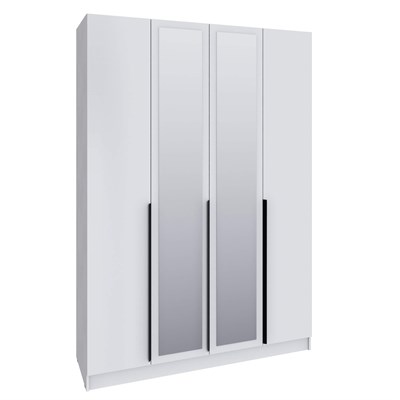 Шкаф Мадрид (1,6) с 6 ящ. внутри с зеркалом белый  (МФ) 6645