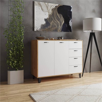 Комод Катрин-12 дуб крафт золотой/белый  (МФ) 6648