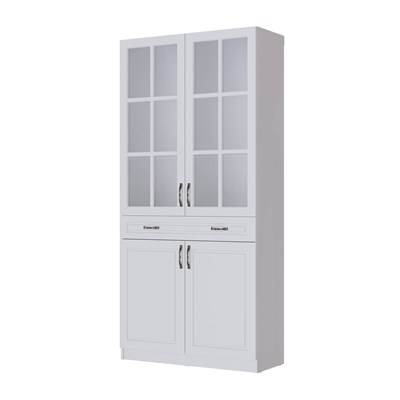 Гостиная Апполия Шкаф-витрина белый/белый дуб  (МФ) 6689