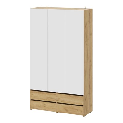 "Абрау" Шкаф трехстворчатый (с ящиками) Дуб Золотой/Белый  (МФ) 6701