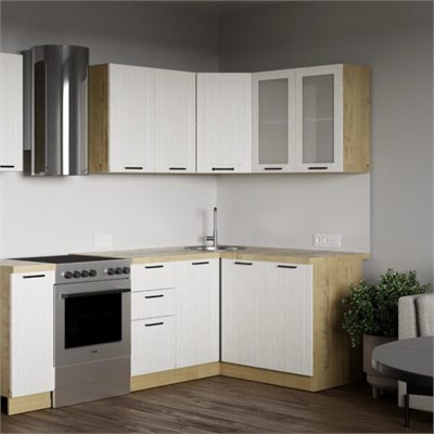 Кухонный гарнитур «Gracia» 1,4*2,3 м (белое дерево/дуб бунратти)   (Р-Л) 6709