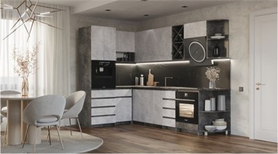 Модульная кухня Бостон Цемент темный / Цемент светлый  ( в наличии)  (ТМ) 6786