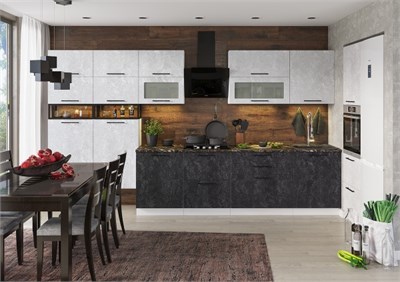 Модульная кухня Нувель Бетон белый / Бетон черный  ( в наличии)  (МТ) 6839