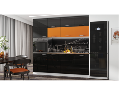 Модульная кухня Симона 2400 Черный металлик   (МК) 6847
