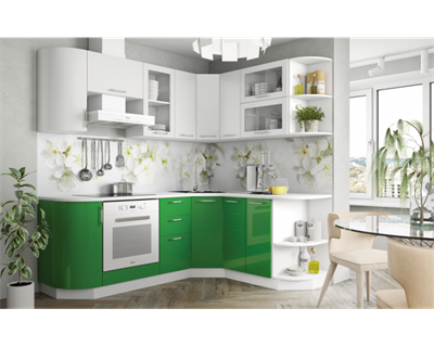 Модульная кухня Симона 2100х1900 Ярко-зеленый металлик   (МК) 6851