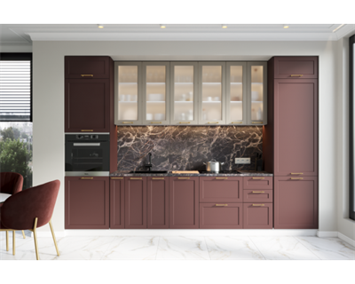 Модульная кухня Арина 3400 Бордо софт  (НОВИНКА)  (МК) 6853