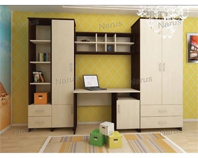 Детская комната Студент Комплект мебели (Дуб млечный/Венге)  (В наличии)  (УО) 6895