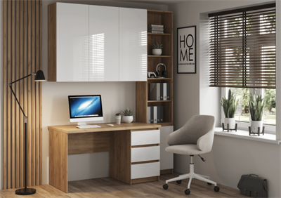 БОСТОН Стол письменный СП-001 МДФ (Комплект) Дуб Крафт золотой / Белый глянцевый ( в наличии)  (ТМ) 6946