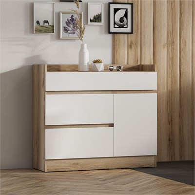 МС "Брауни" Комод Дуб Делано/Белый  (НОВИНКА)  (МФ) 6972