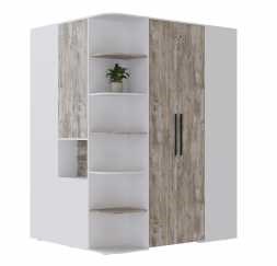 Линц гардеробная 1600х2100х1300 белый/дуб юкон  (МБ) 6991