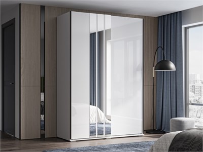 шкаф-купе Оскар-2 1,5м белый / глянец белый  (НОВИНКА)  (ТМ) 7004