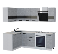 Кухня SOFT grey 1,4 х 2,3м (Без столешницы, мойки, сушки)  (Р-Л) 6432