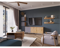 Модульная гостиная Ливерпуль дуб вотан / графит софт - белый / бетон темный (Х) 6539