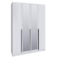 Шкаф Мадрид (1,6) с 6 ящ. внутри с зеркалом белый  (МФ) 6645