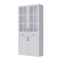 Гостиная Апполия Шкаф-витрина белый/белый дуб  (МФ) 6689