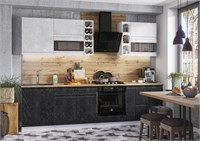 Модульная кухня Бруклин Бетон белый / Бетон черный   ( в наличии)  (ТМ) 6771
