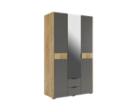 Шкаф трехдверный с зеркалом Адам дуб крафт золотой / графит  ( в наличии)  (М-С) 6794