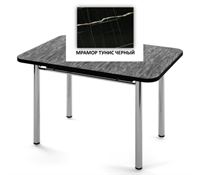 Стол Трилогия раздвижной В1, пластик Мрамор Тунис черный / Хром  (ТМ) 6945