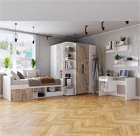 Спальня Линц модульная лдсп белый / дуб юкон вариант 2  (МБ) 6990