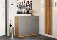 БОСТОН Комод КМ-001 (ЛДСП Комплект) Корпус - Дуб Крафт золотой Фасад ЛДСП - Серый Шифер  (ТМ) 7000